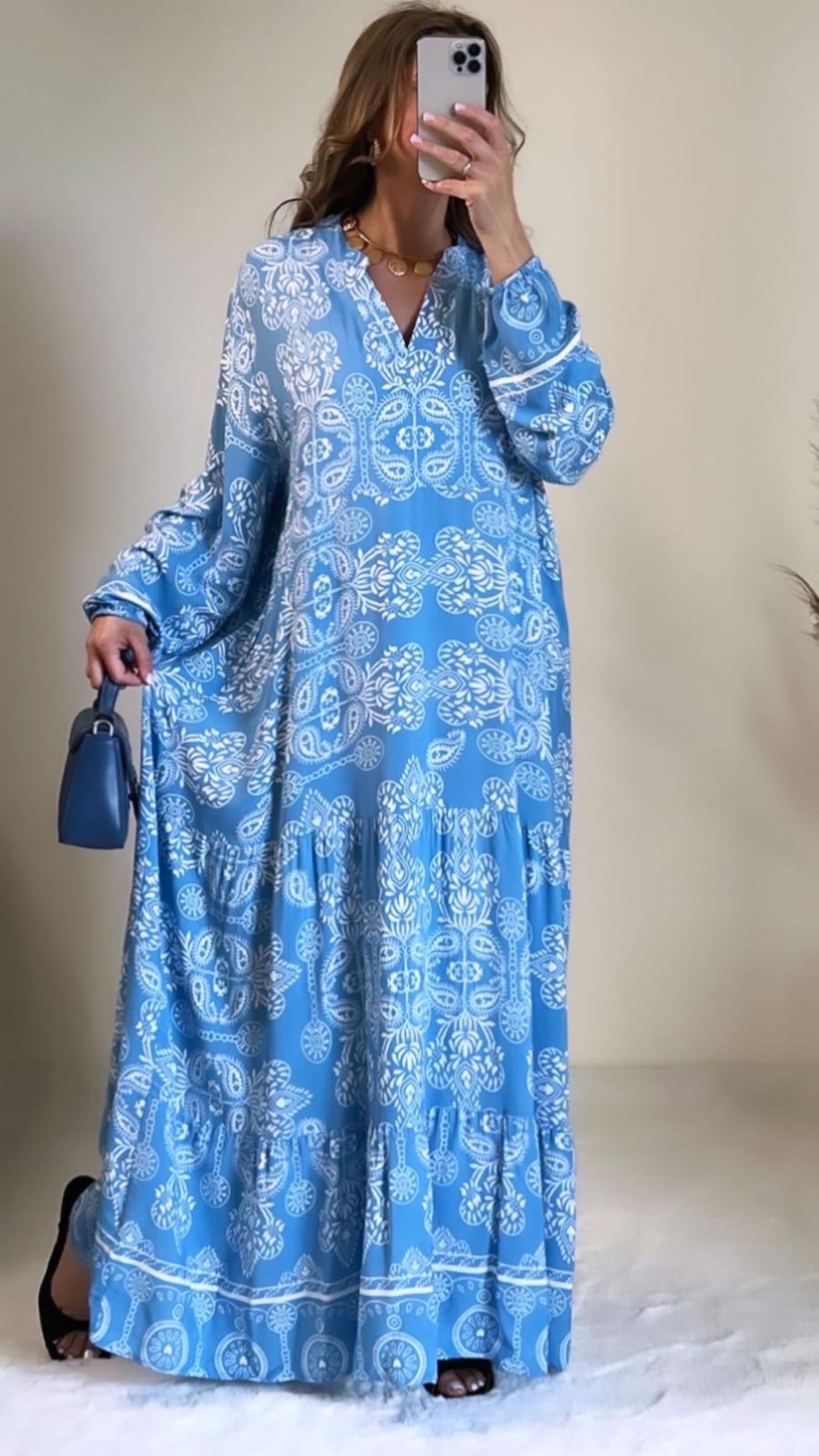Robe santorin bleu ciel