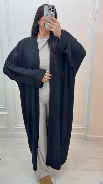 GILET LONG MAXI NOIR ÉLÉGANT MODERNE