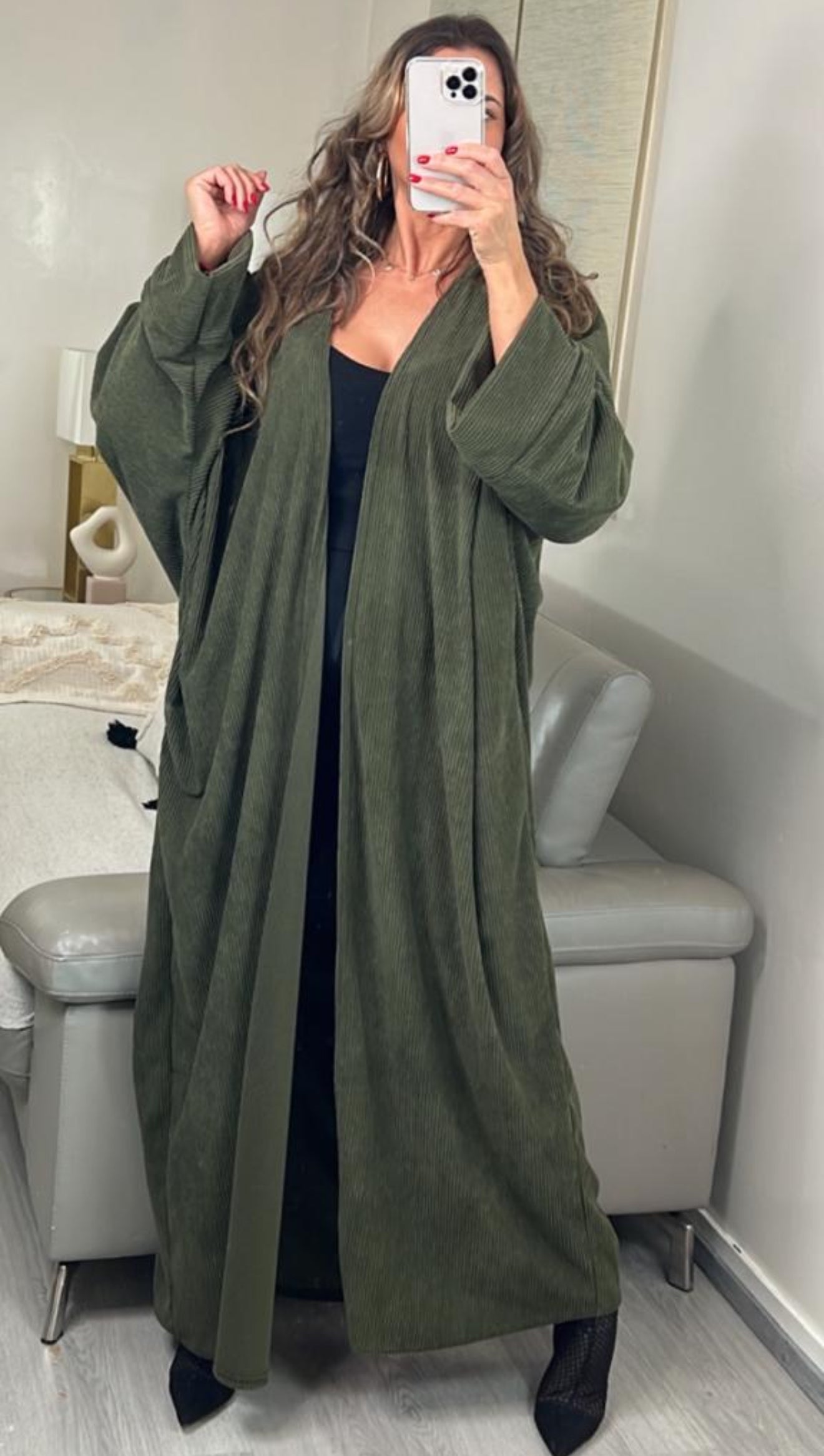 Kimono kaki en velours