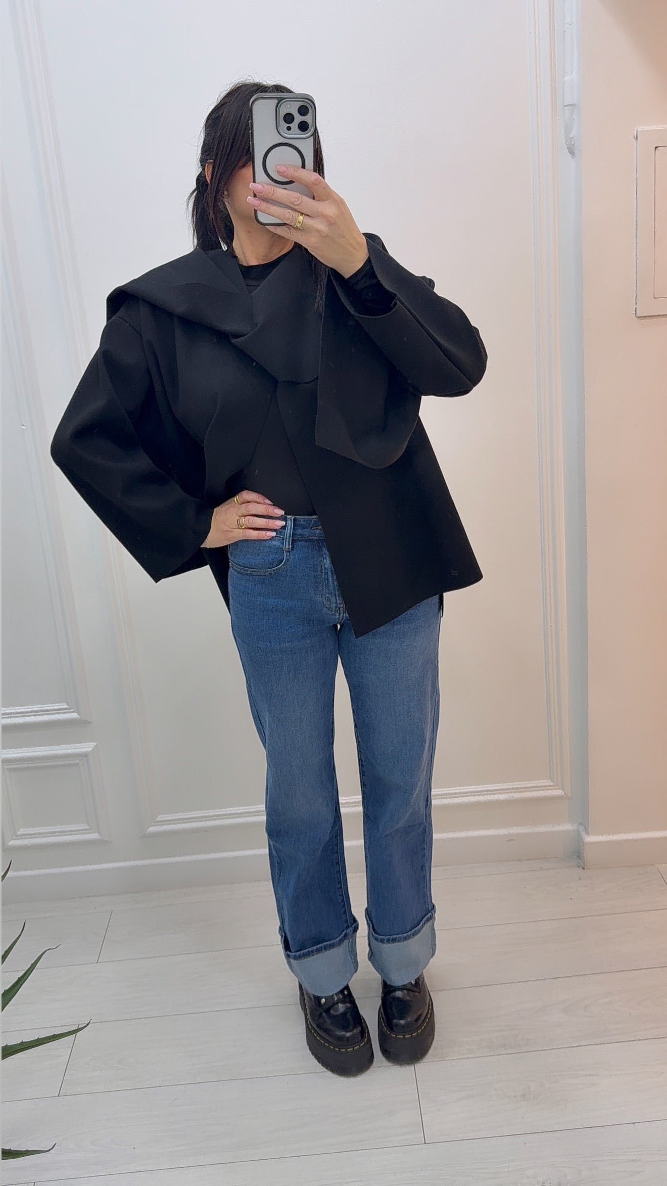 VESTE MANTEAU AVEC ÉCHARPE INTÉGRÉE