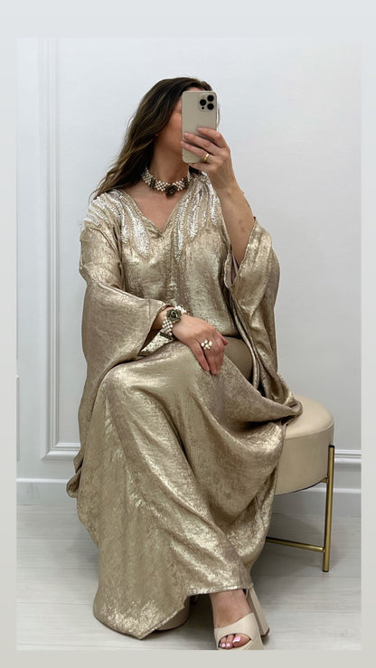 Robe luxe large à perles qualité premium doré