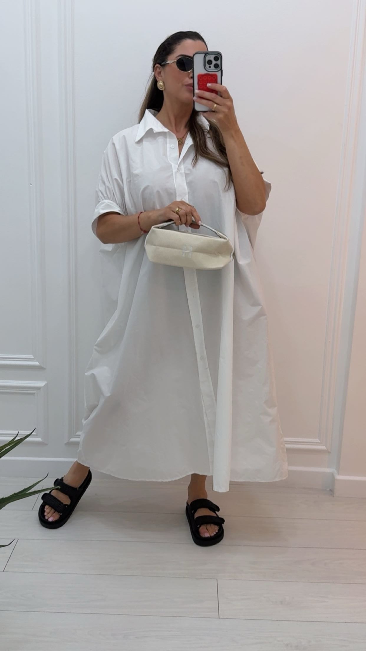 Robe chemise en coton blanc