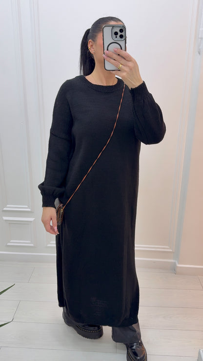 Robe maille longue à col rond