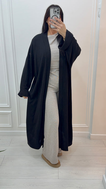 GILET LONG MAXI NOIR ÉLÉGANT MODERNE