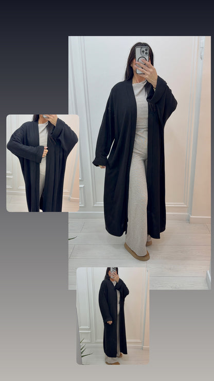 GILET LONG MAXI NOIR ÉLÉGANT MODERNE