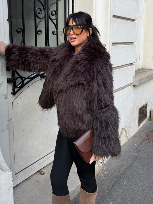 MANTEAU FOURRURE CHOCOLAT