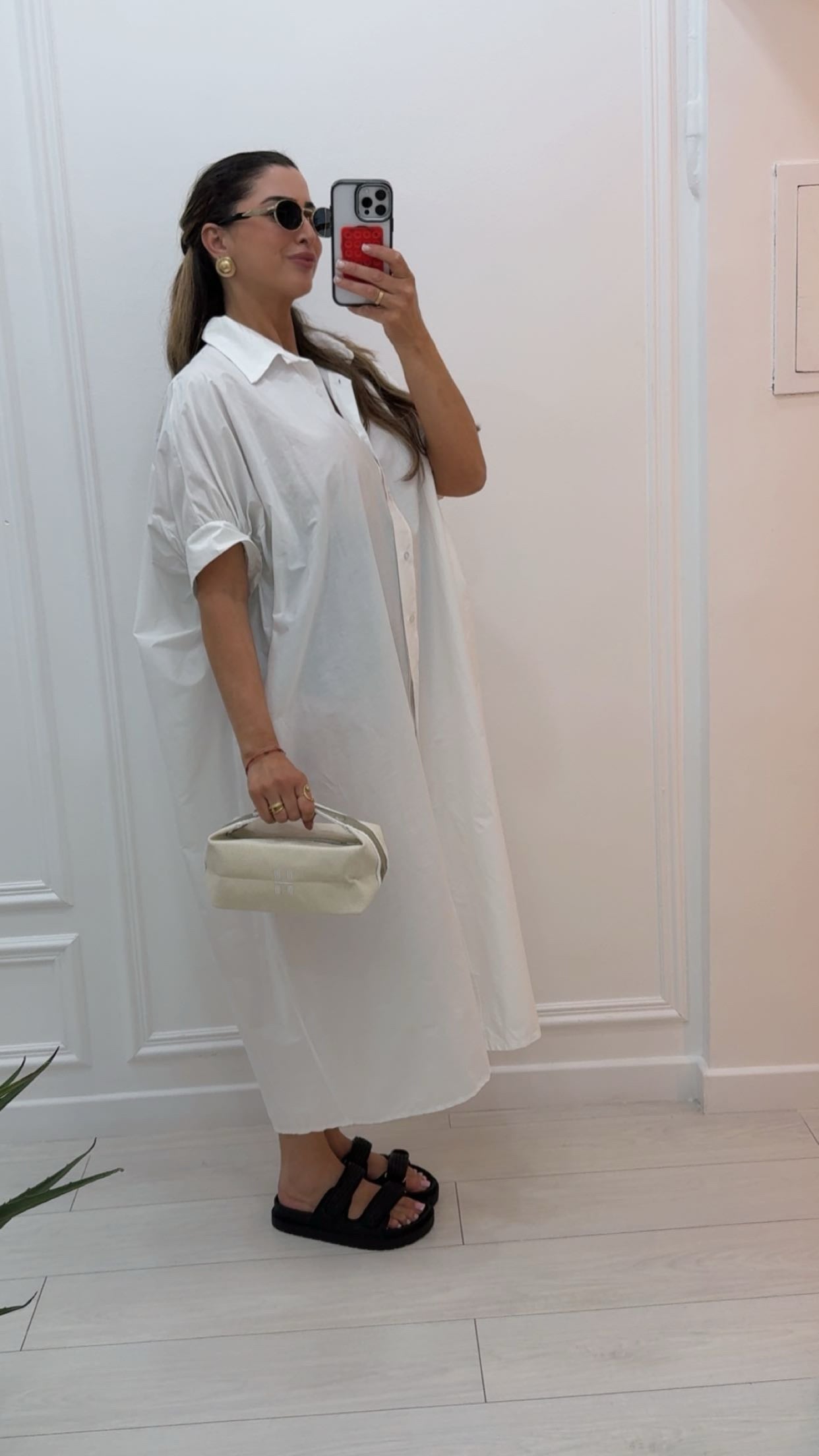 Robe chemise en coton blanc