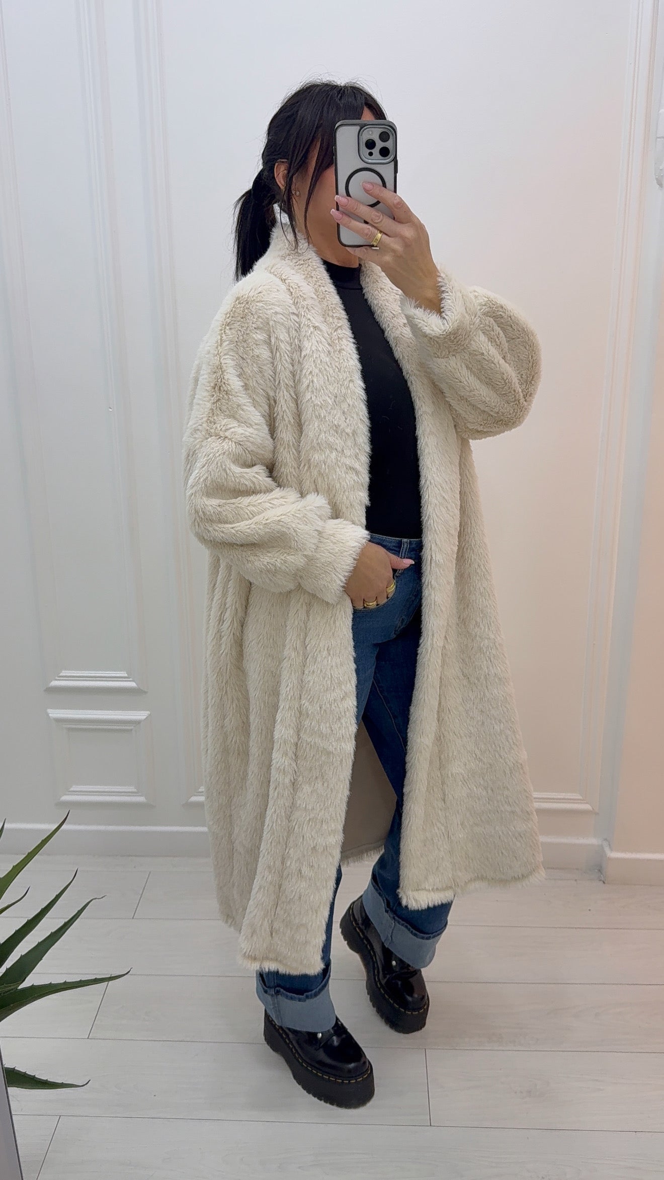 MANTEAU GILET EN FOURRURE BEIGE