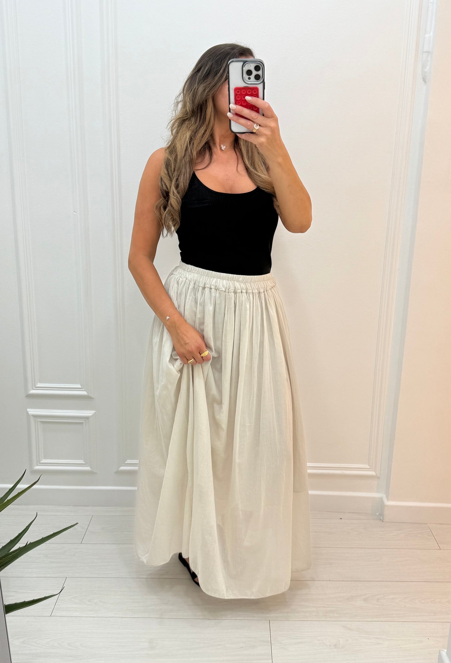 Jupe longue avec doublure crème