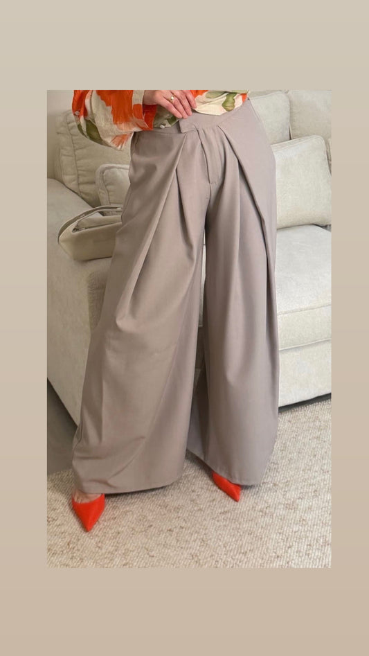 Pantalon ballon taille haute taupe
