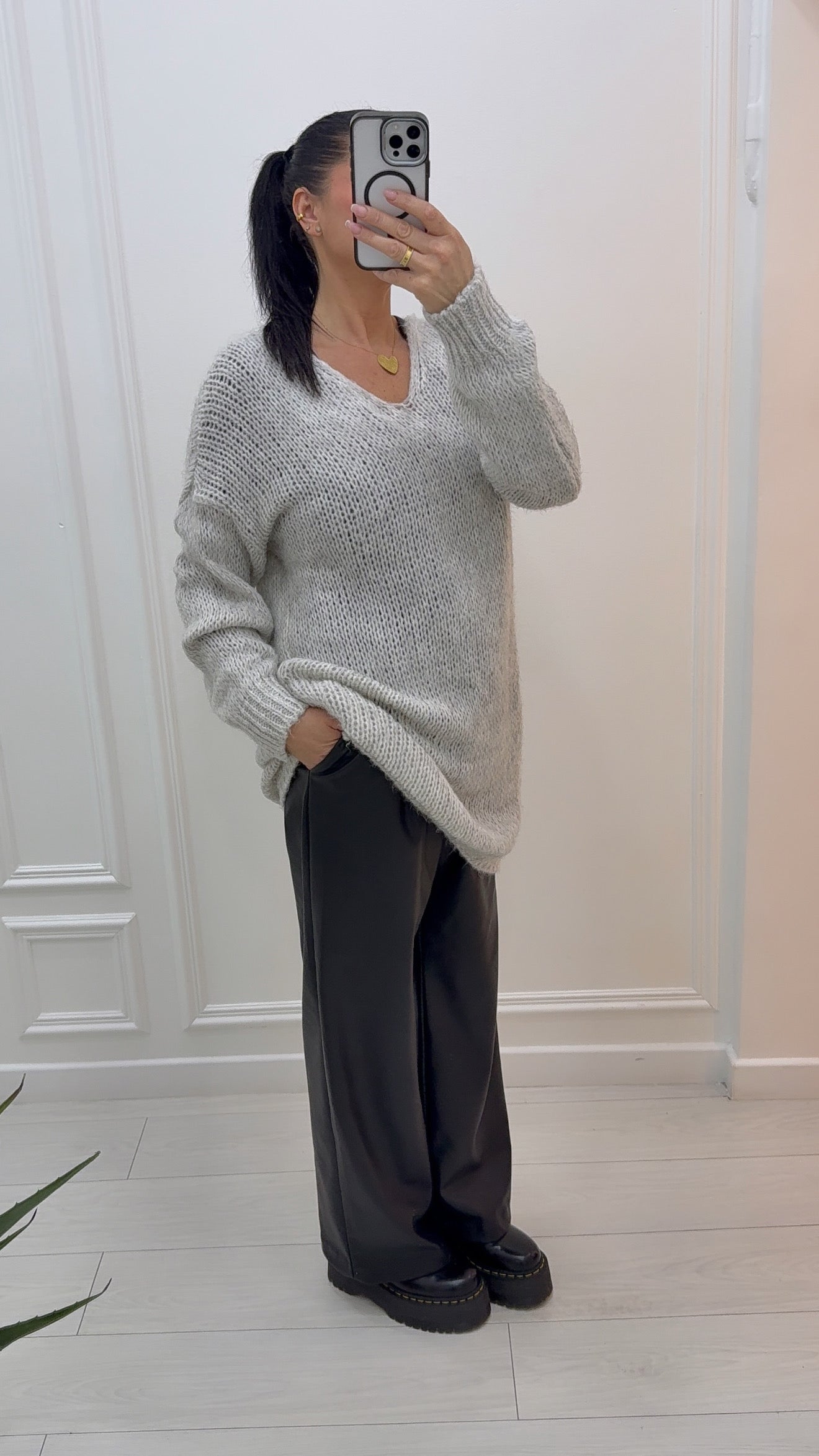 Pull robe laine tout doux à col V