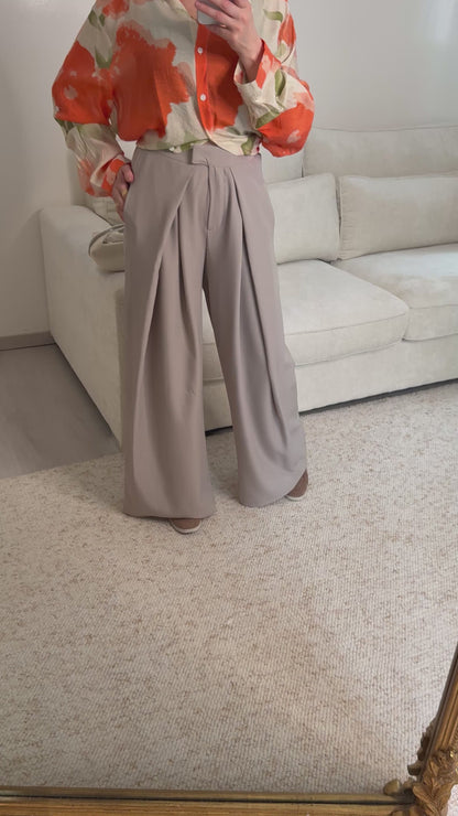 Pantalon ballon taille haute taupe