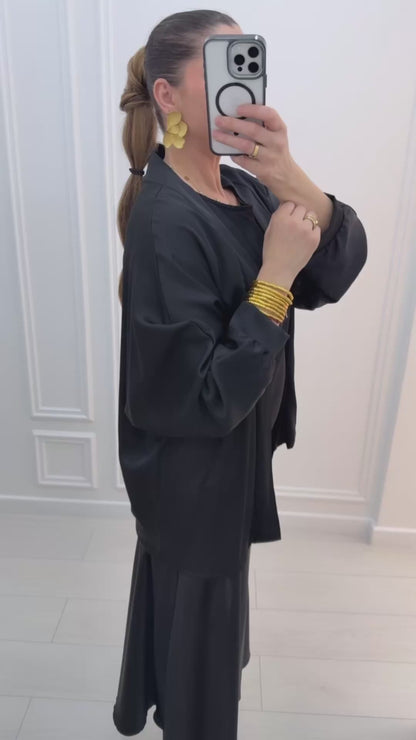 Kimono ample mi long noir